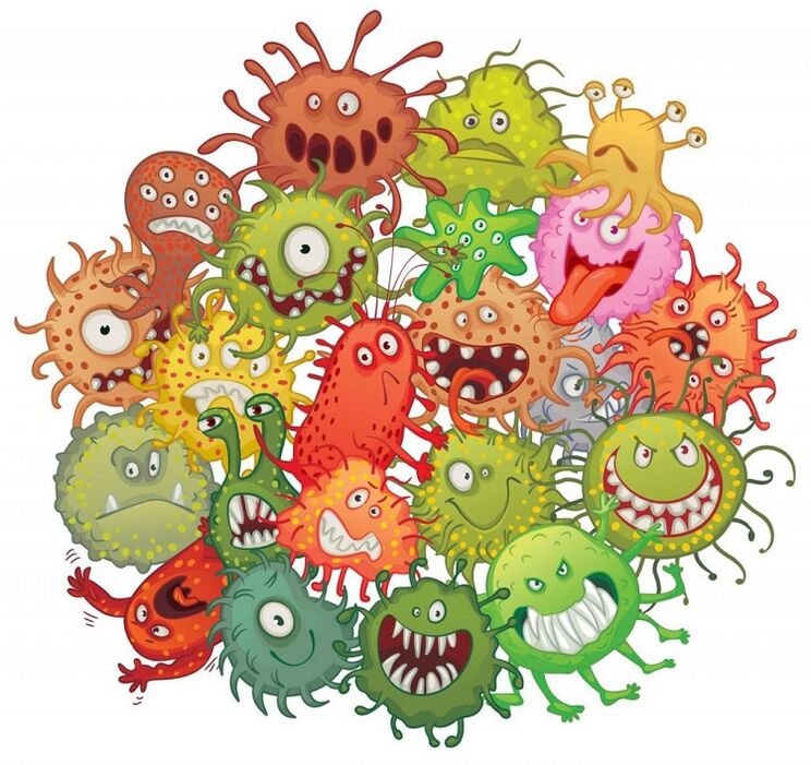 micróbios humanos e vermes como remover